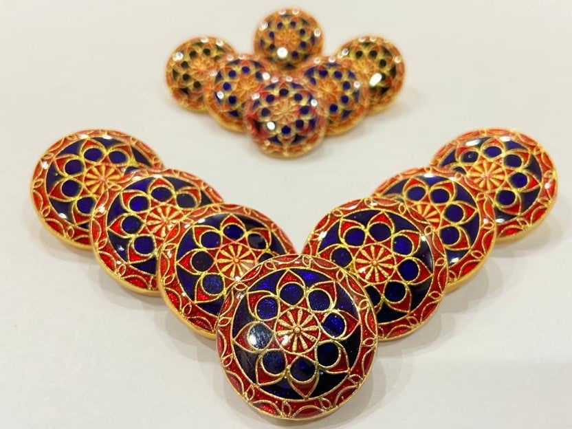 Handmade Royal Lotus Rajputana Artwork Buttons