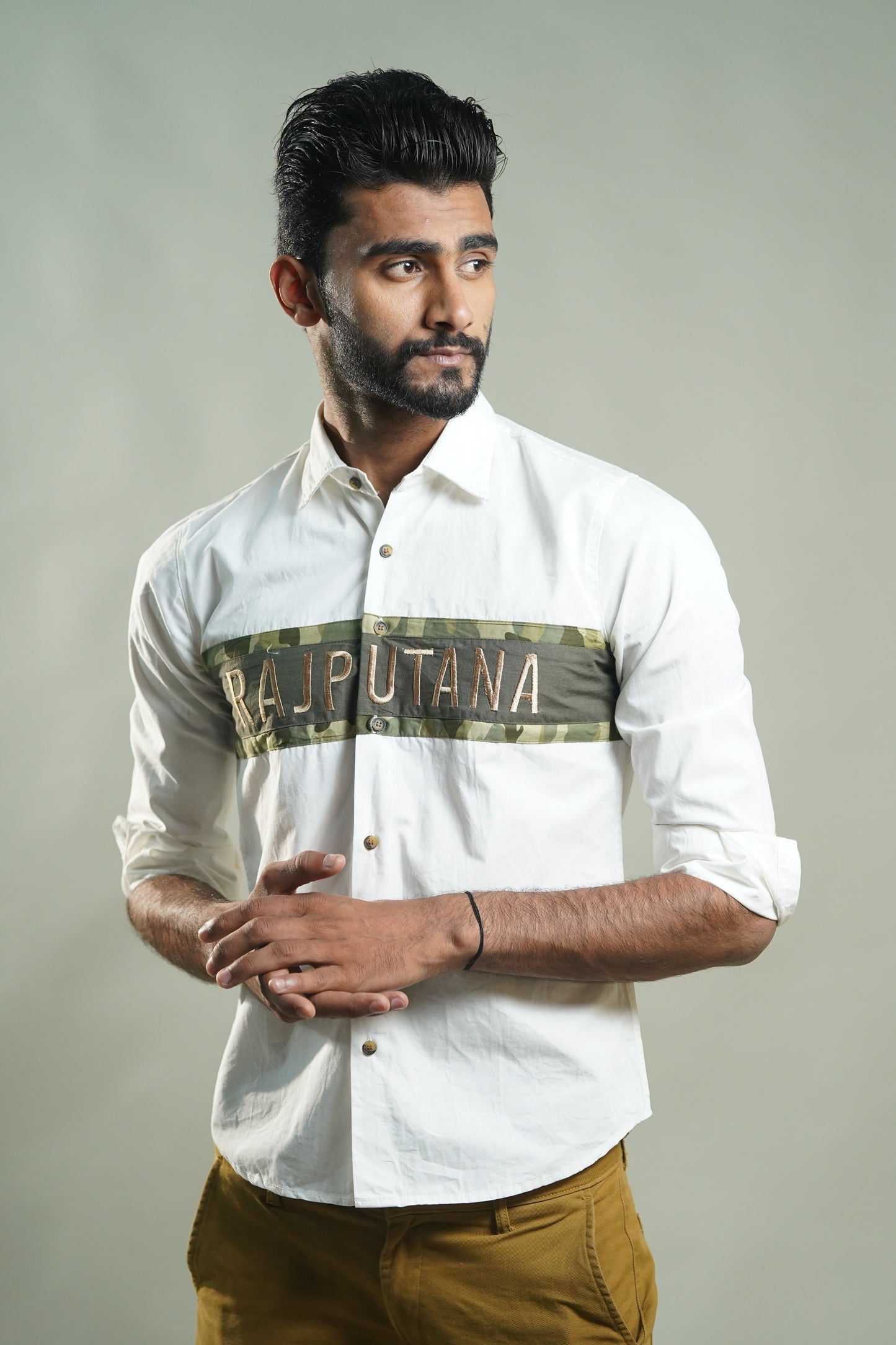 Camouflage Stripe White Rajputana Shirt
