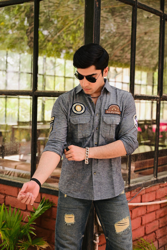 Grey Denim Rajputana Shirt