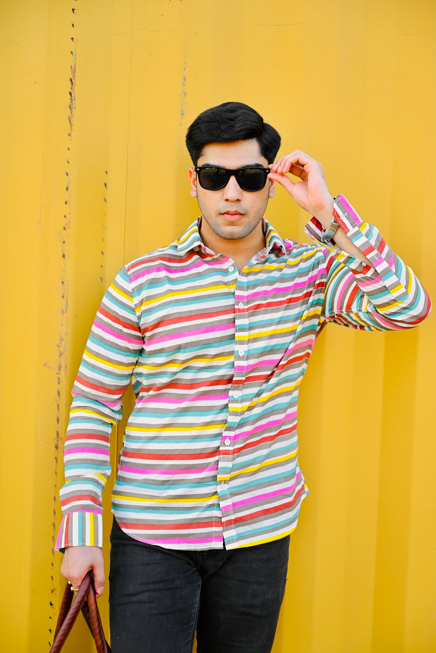 Multicolor Stripes Sanganeri Printed Shirt