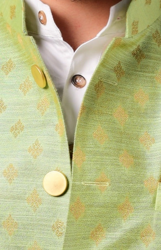 Dazzling Sea Green Color Kurta Pyjama Jacket Set In Art Silk Fabric