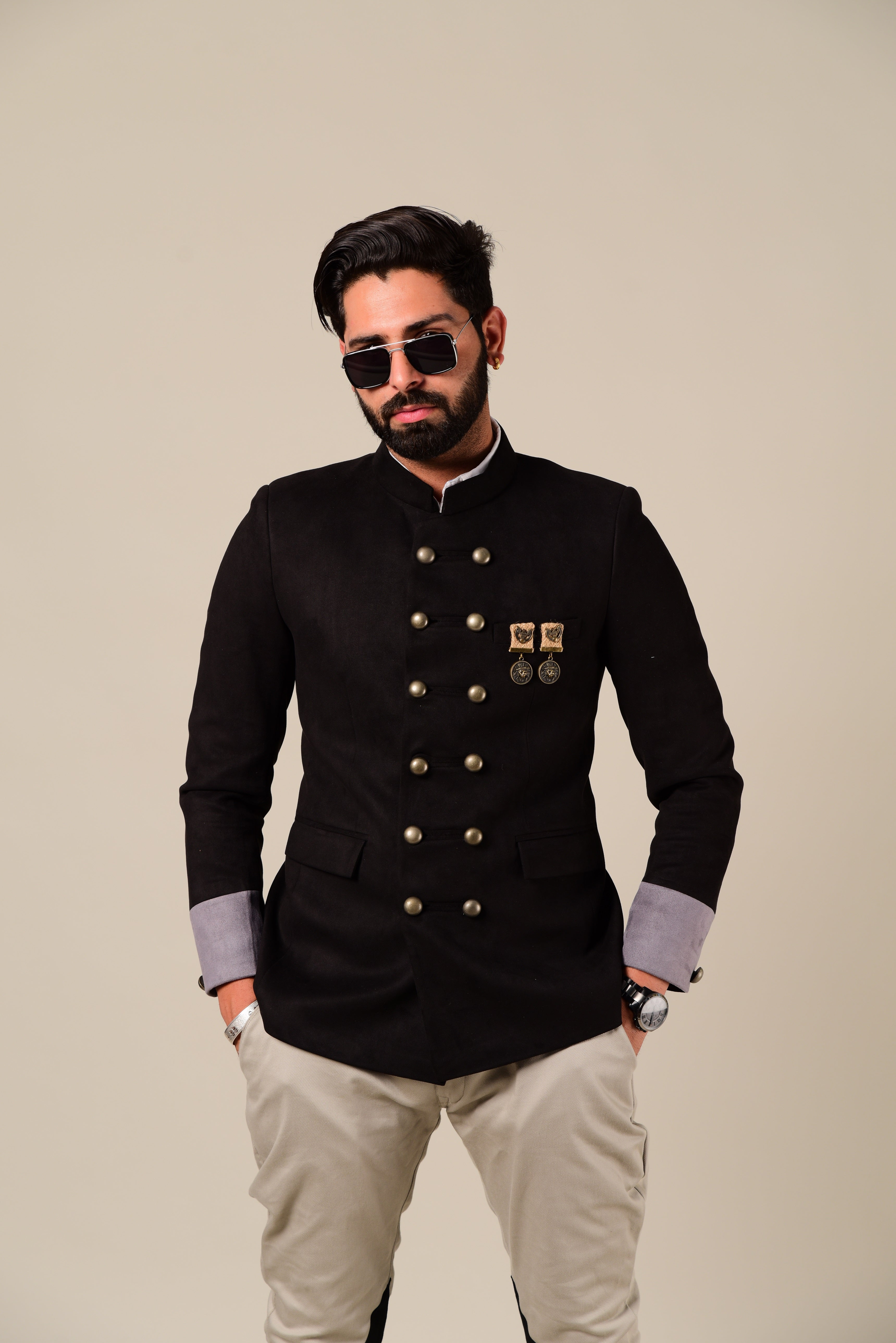 Designer Black Jodhpuri Bandhgala Blazer