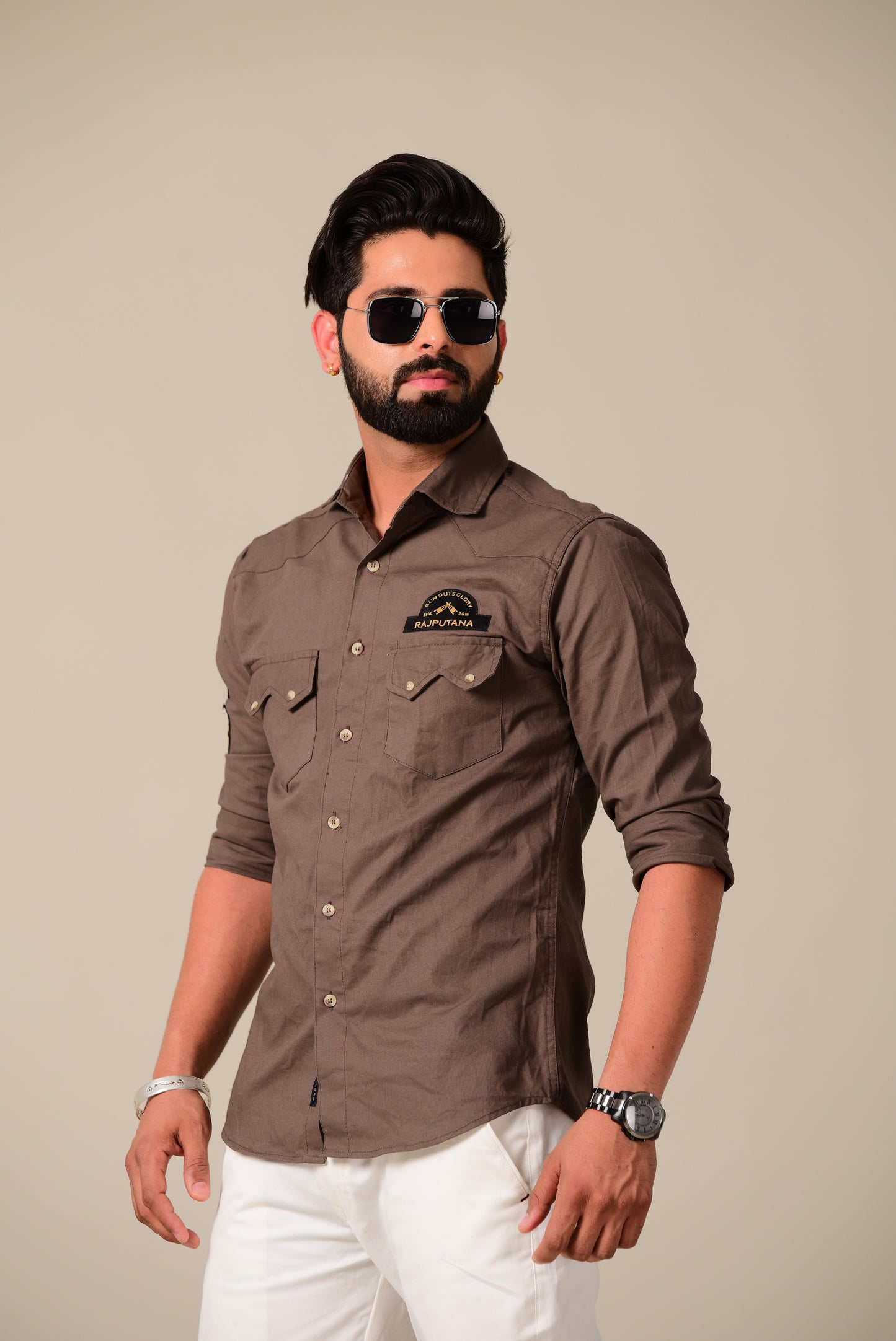 Tawny Brown Urban Look Premium Rajputana Shirt