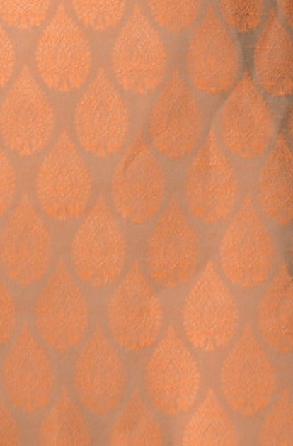 Handloom Brocade Silk | Rust Cyan Color | Booti Pattern Sherwani