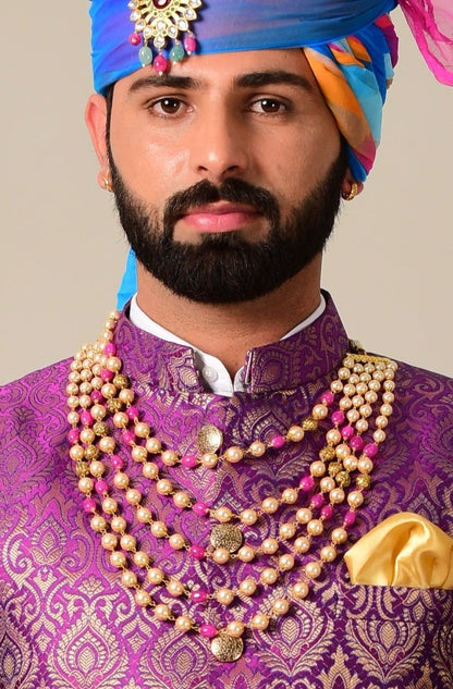 Jam Purple Designer Kimkhab Royal Rajputana Style Achkan