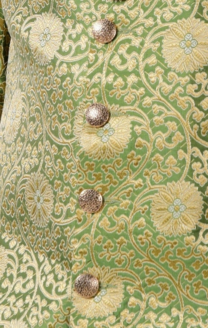 Spring Bug and Golden Brocade Designer Royal Rajputana Achkan