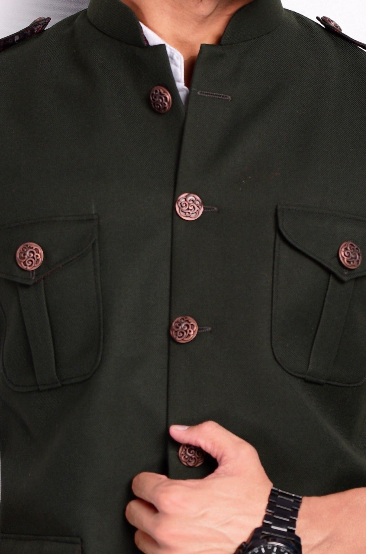 Dark Green Color Semi Hunting Jacket|