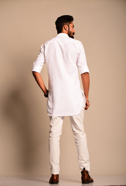 White Colour Hunting Kurta Pajama