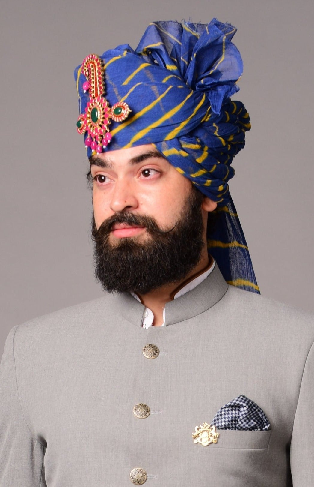 Handmade Modish Grey Jodhpuri Bandhgala Suit for Men