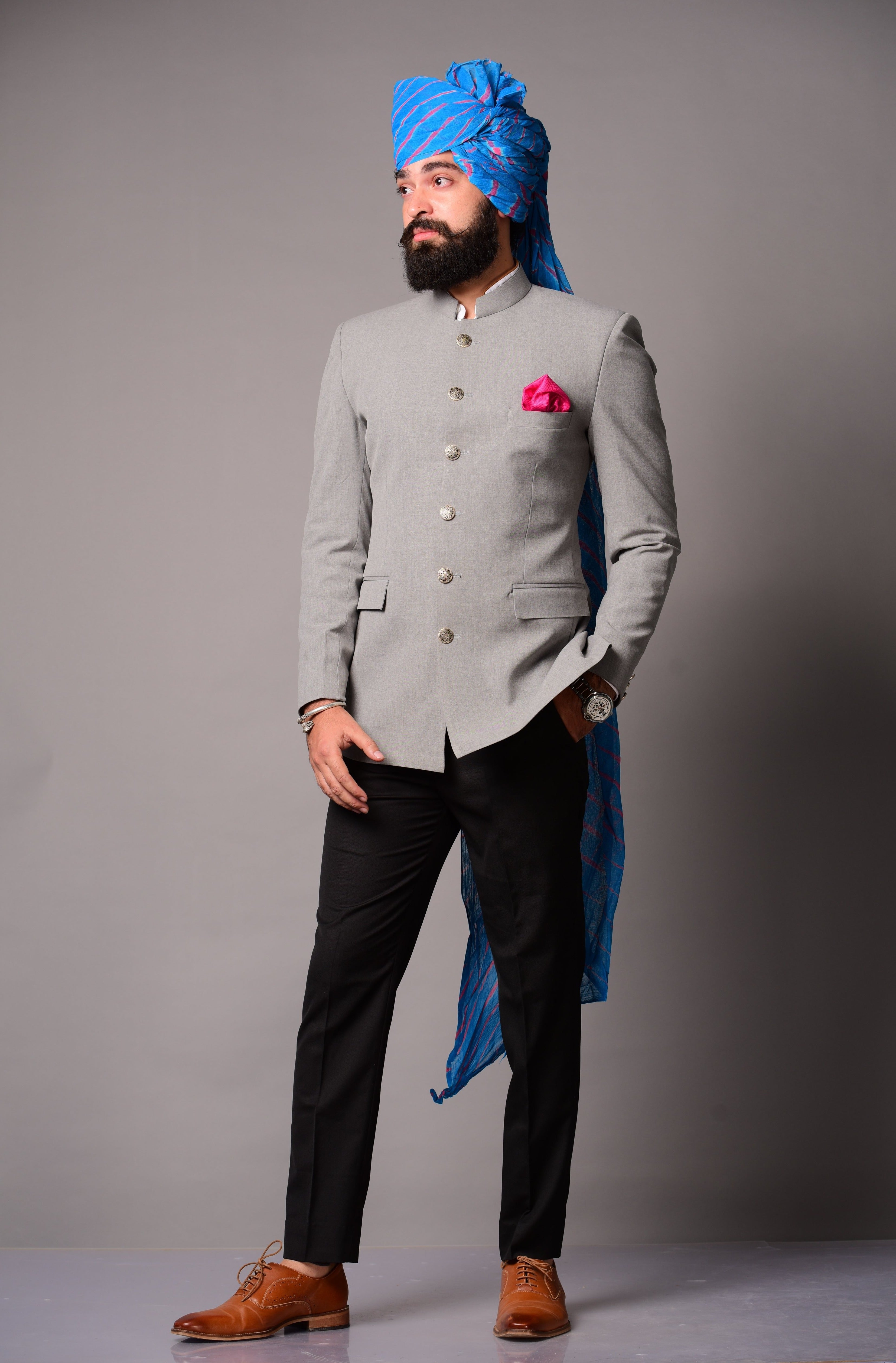 Buy Royal Blue Bandhgala Jacket Set With Hand Embroidery Kalki Fashion India