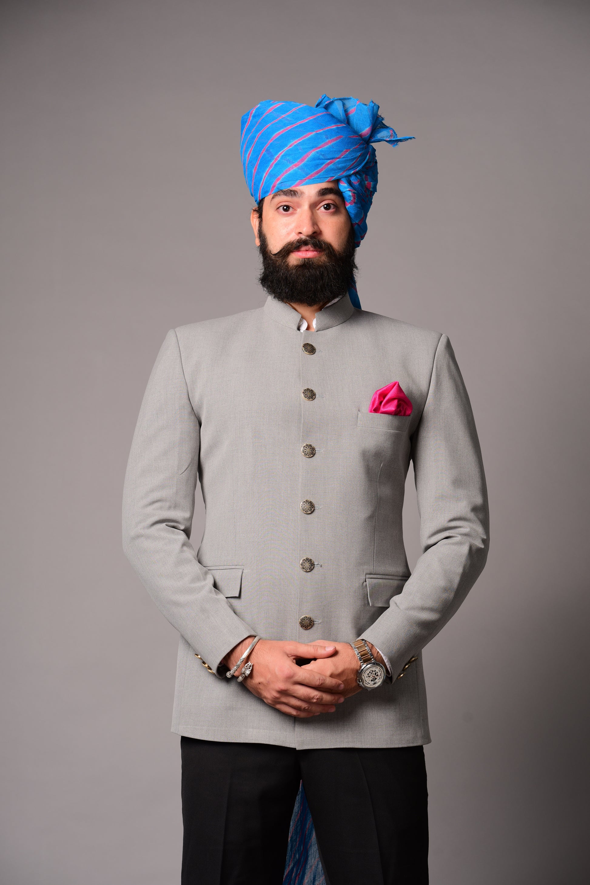 Grey Bandhgala Blazer with Black Trouser – Rajanyas