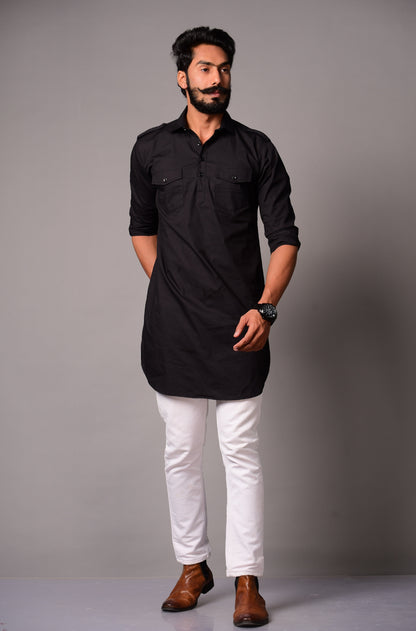 Black Colour Hunting Kurta Pajama