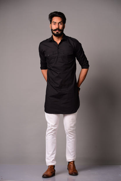 Black Colour Hunting Kurta Pajama