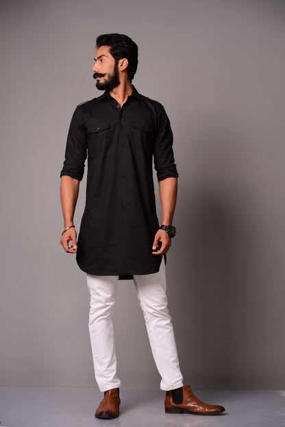Black Colour Hunting Kurta Pajama