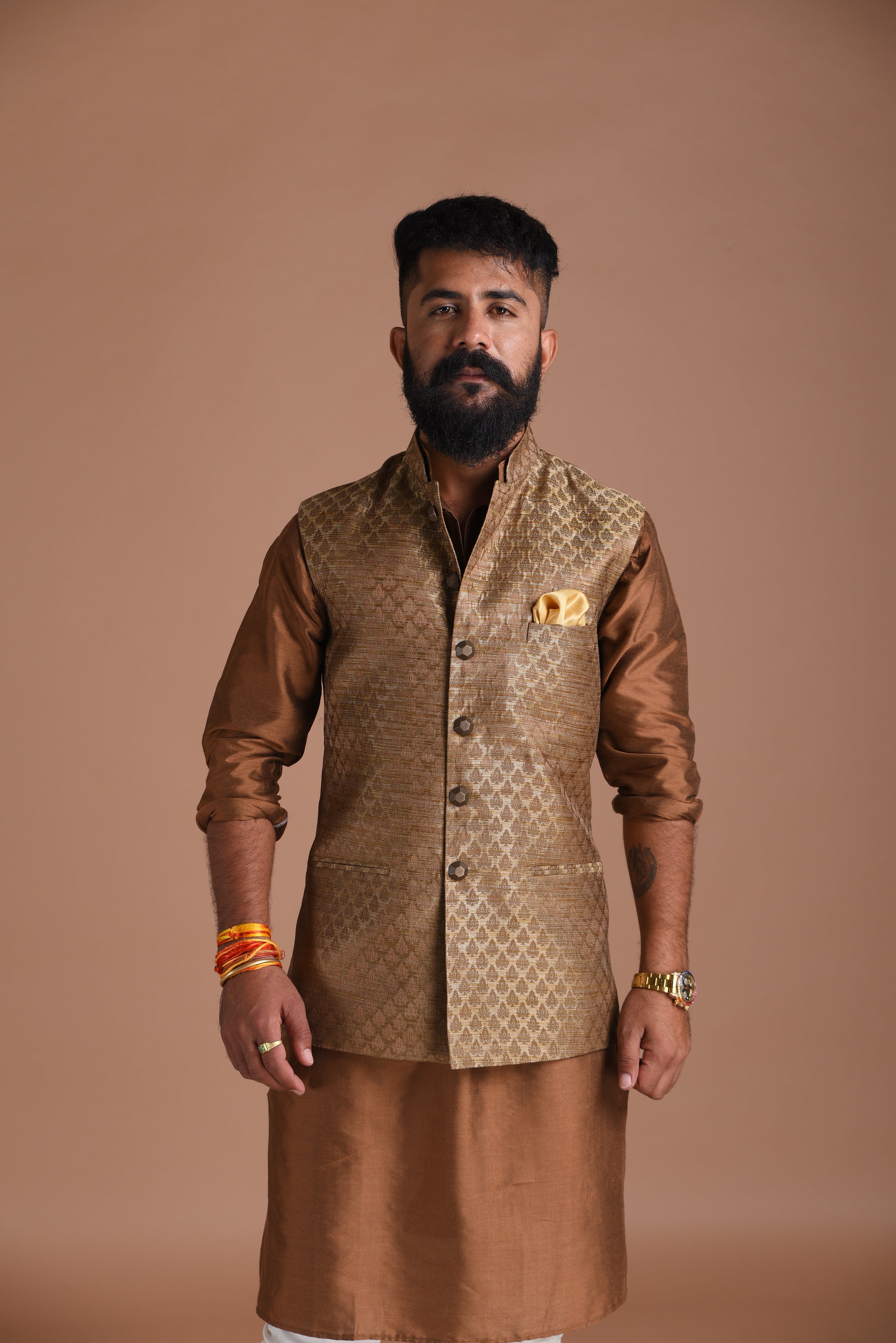 Buy KISAH Printed Men Grey Nehru Jacket online