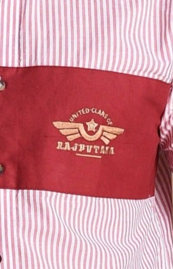 United Clans of Rajputana Red & White Vertical Stripes Shirt