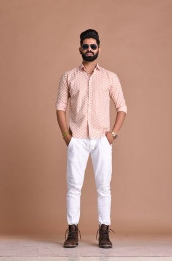 Pink Color Sanganeri Printed Shirt