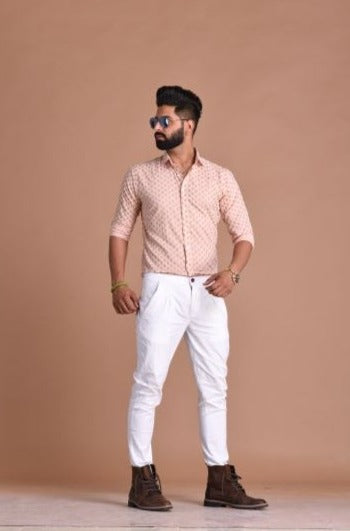 Pink Color Sanganeri Printed Shirt