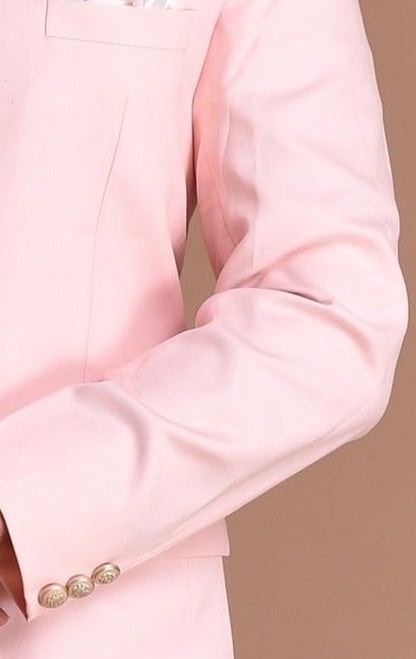 Light Pink Bandhgala Jodhpuri Designer Blazer With White Trouser