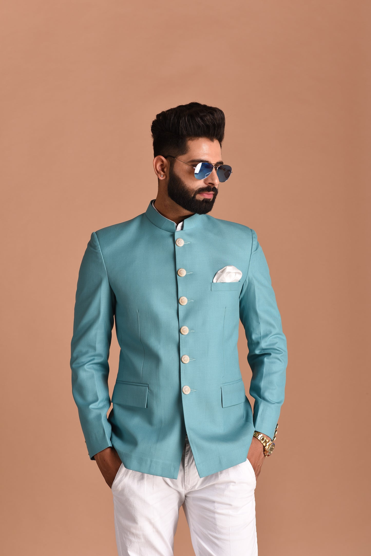 Royal Oxy Blue Jodhpuri Bandhgala With Trouser