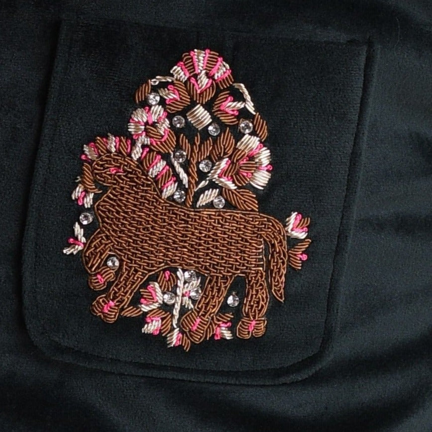 Hand-Embroidered Premium Velvet Jacket With Kurta Pajama Set