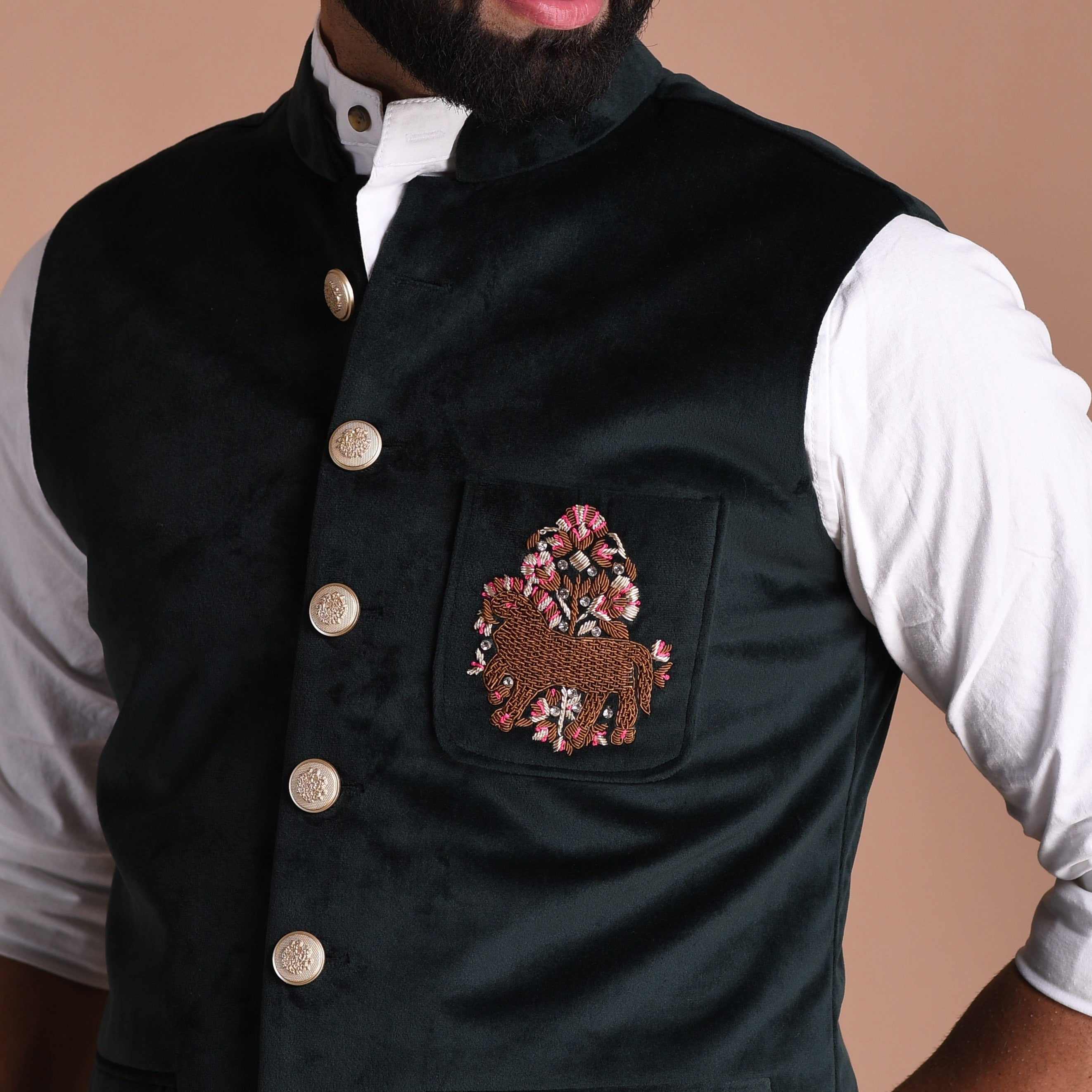 MENS EMBROIDERED JACKET - Embroidered Man Jacket - Both Side Work Koti  Manufacturer from Ahmedabad