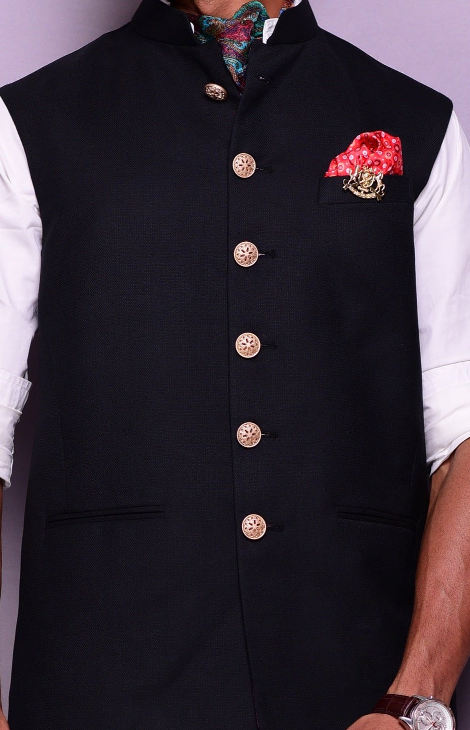 ZAREENVALA Men No-28 Black Jawahar-Cut Nehru Jacket Business Formal Slim  Fit Dress (Blue Collar, XXS) at Amazon Men's Clothing store