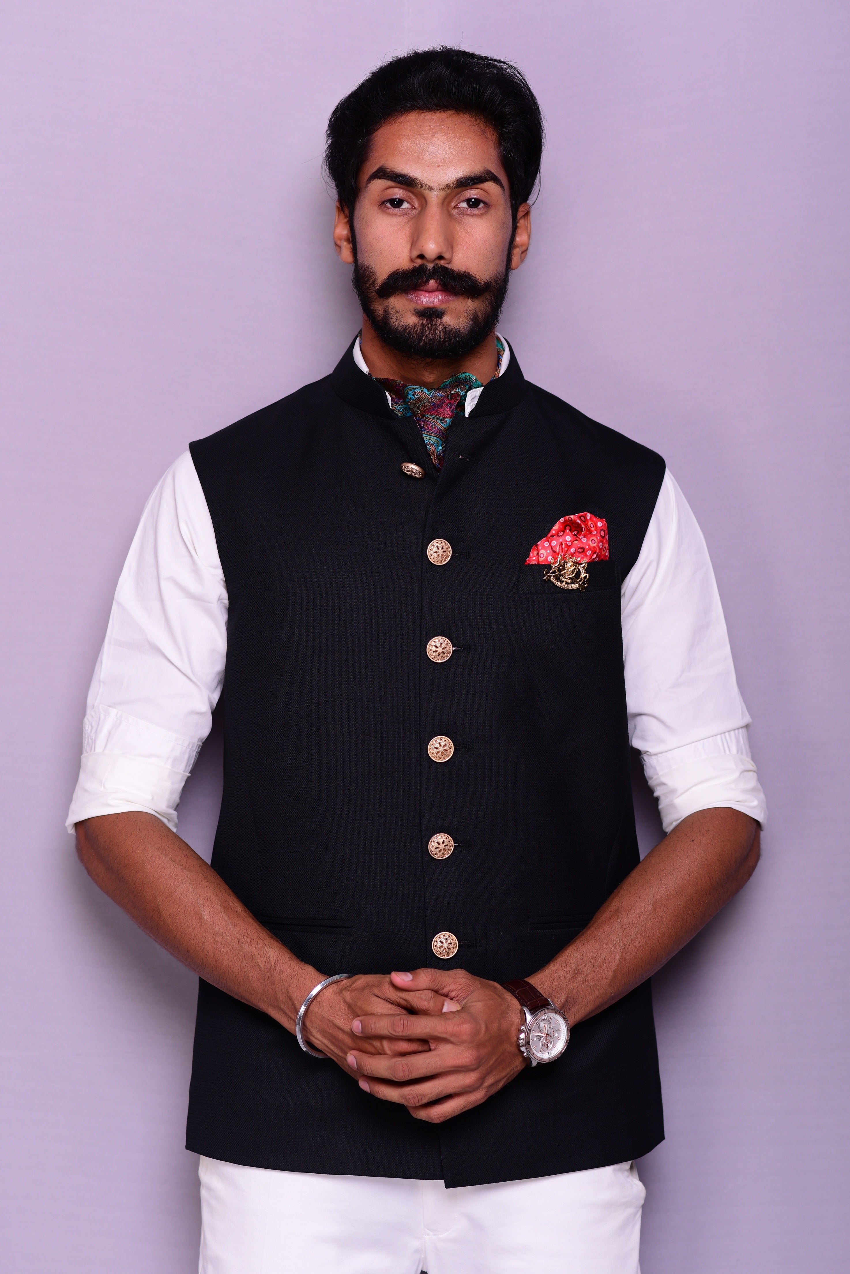 Buy Aany's Culture Black Floral Pattern Polyester Wedding Nehru Jacket  (Koti) S Online at Best Prices in India - JioMart.