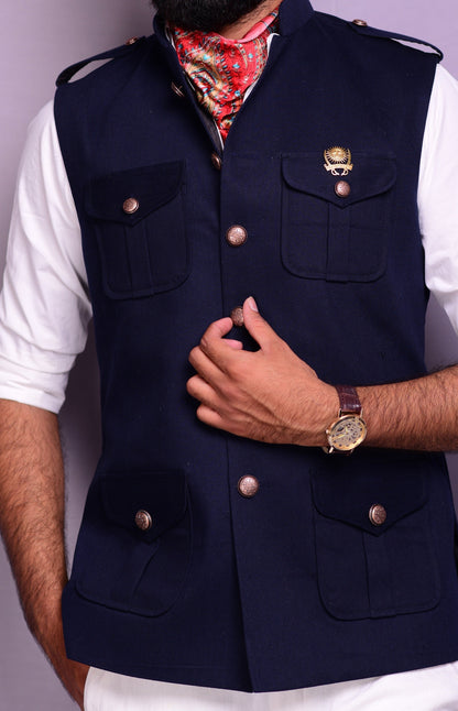 Navy Blue Tweed Semi Hunting Jacket