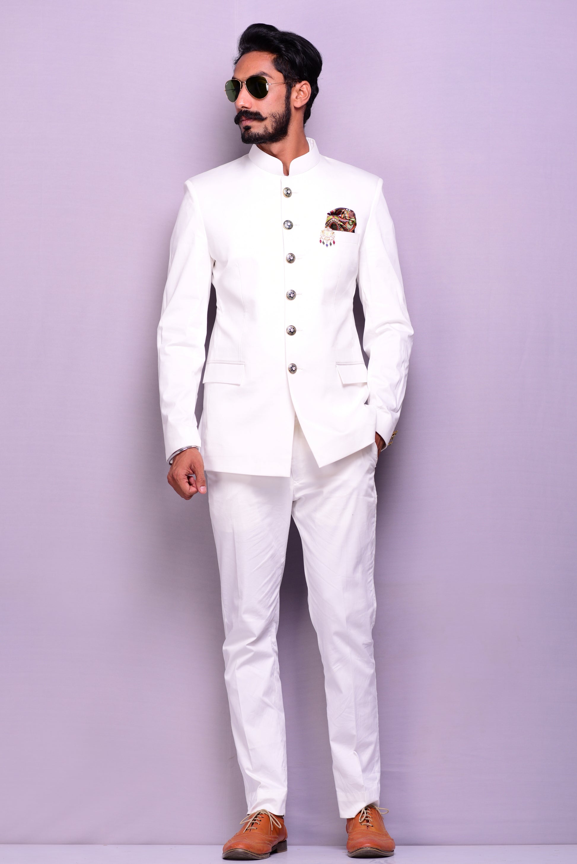 Off white colour jodhpuri suit Clearance
