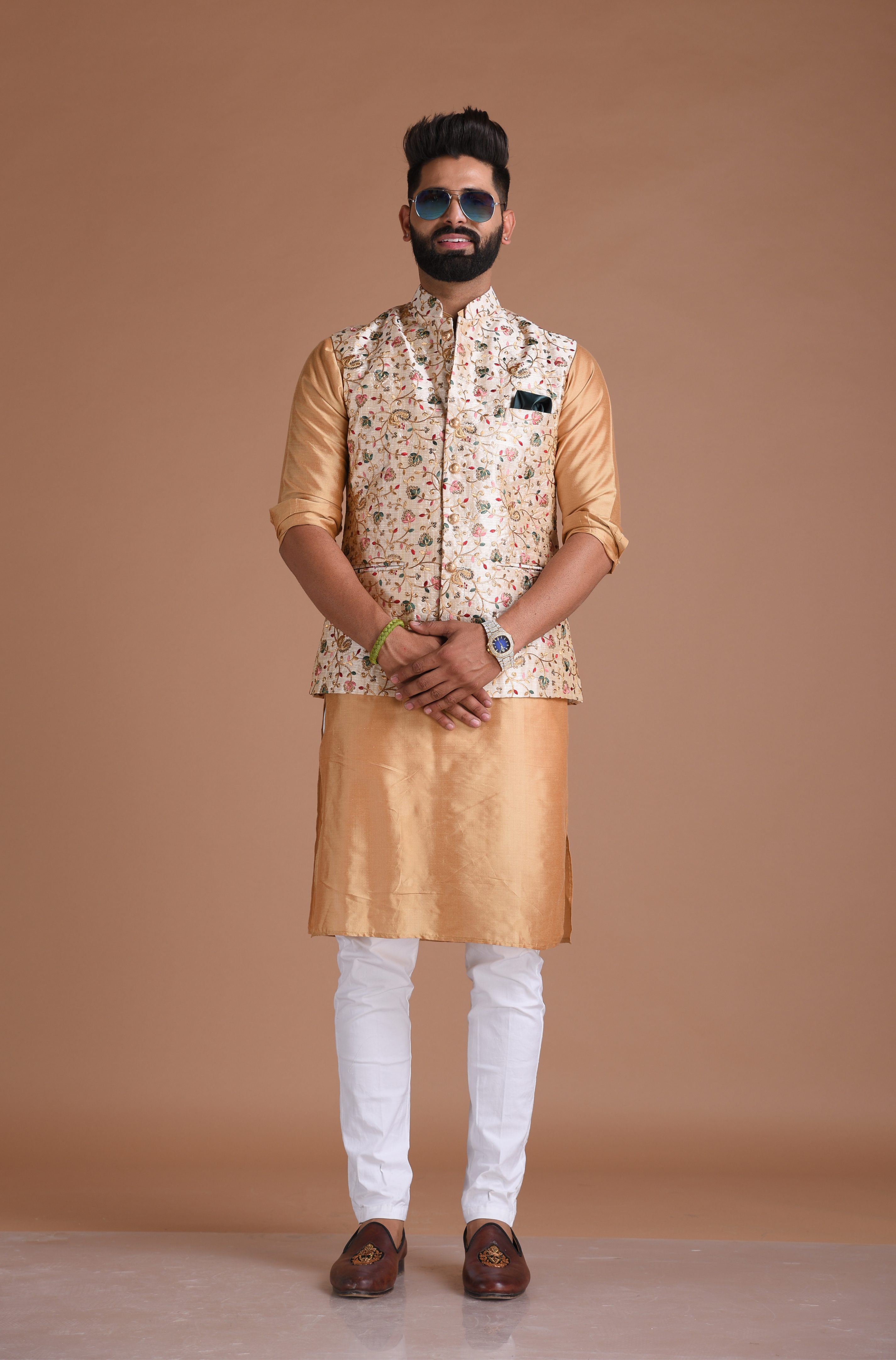 Ajay Arvindbhai Khatri Men's Italian Fabric Regular Nehru Jacket Brown –  AjayArvindbhaiKhatri
