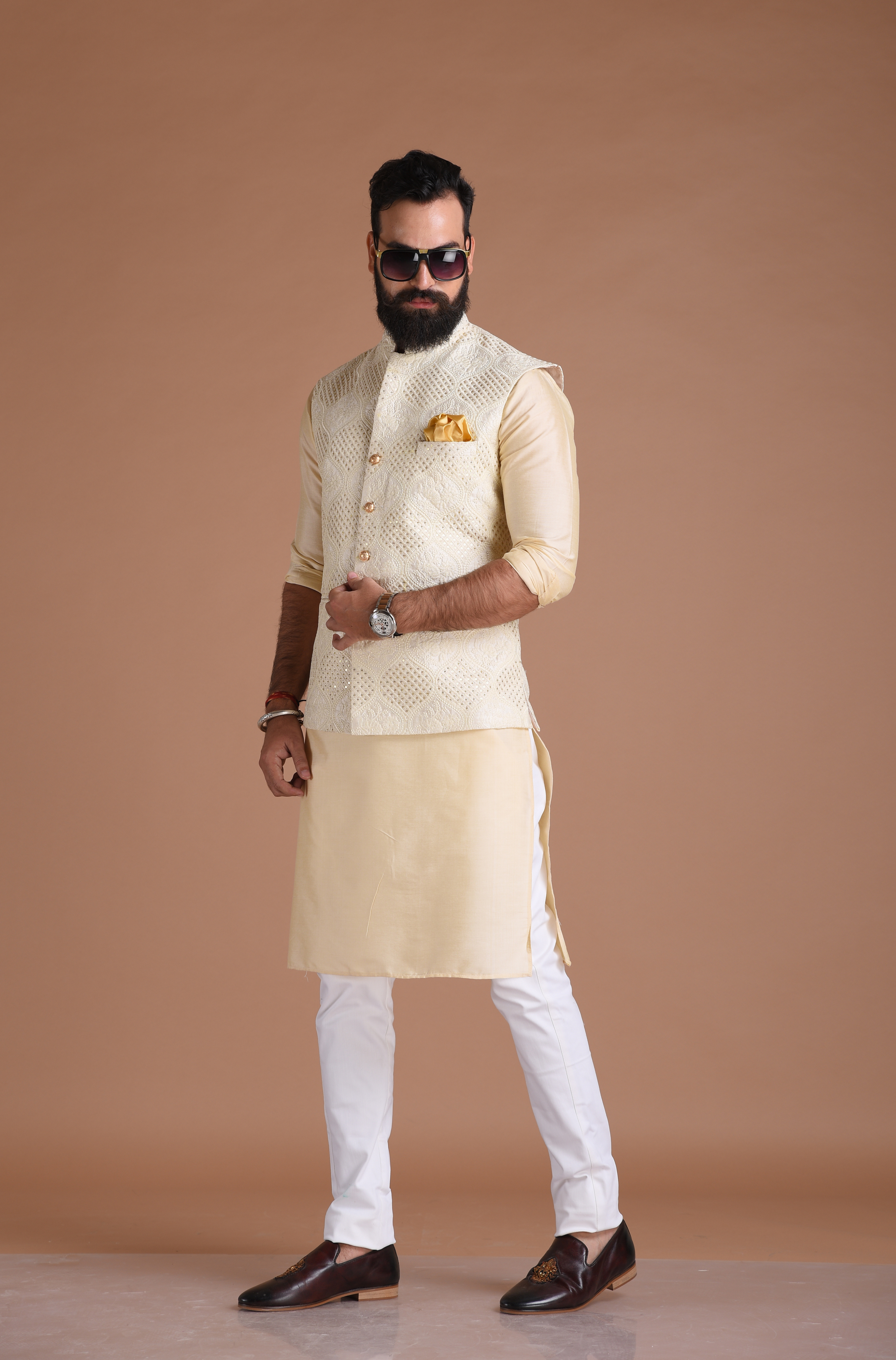 Buy Light Pista Chikankari Jacket Online in India @Manyavar - Nehru Jacket  for Men