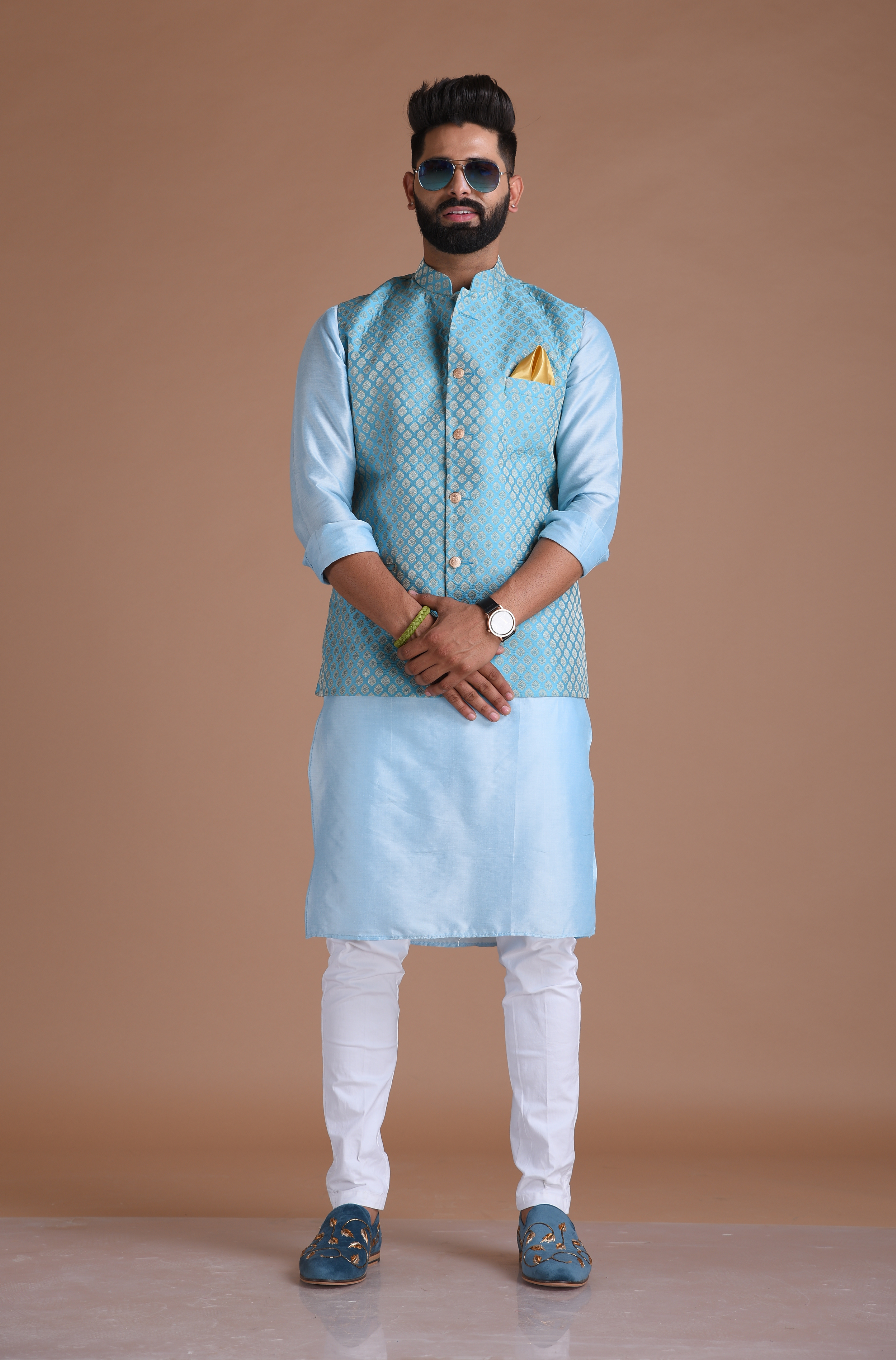 Elegant Nehru Modi Jacket with Kurta Pajama Set for Men - sethnik.com