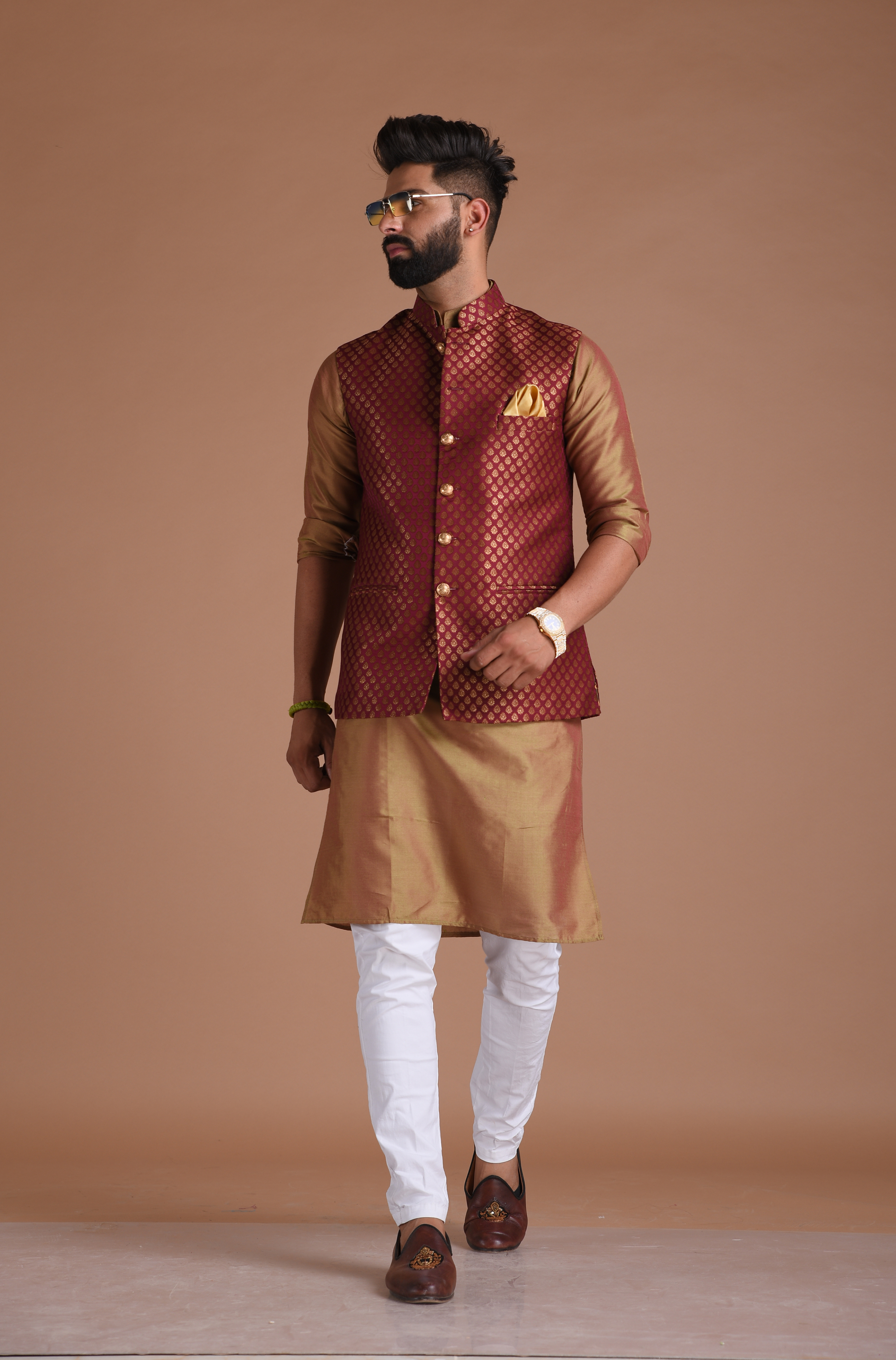 Nehru jacket 2025 for maroon kurta