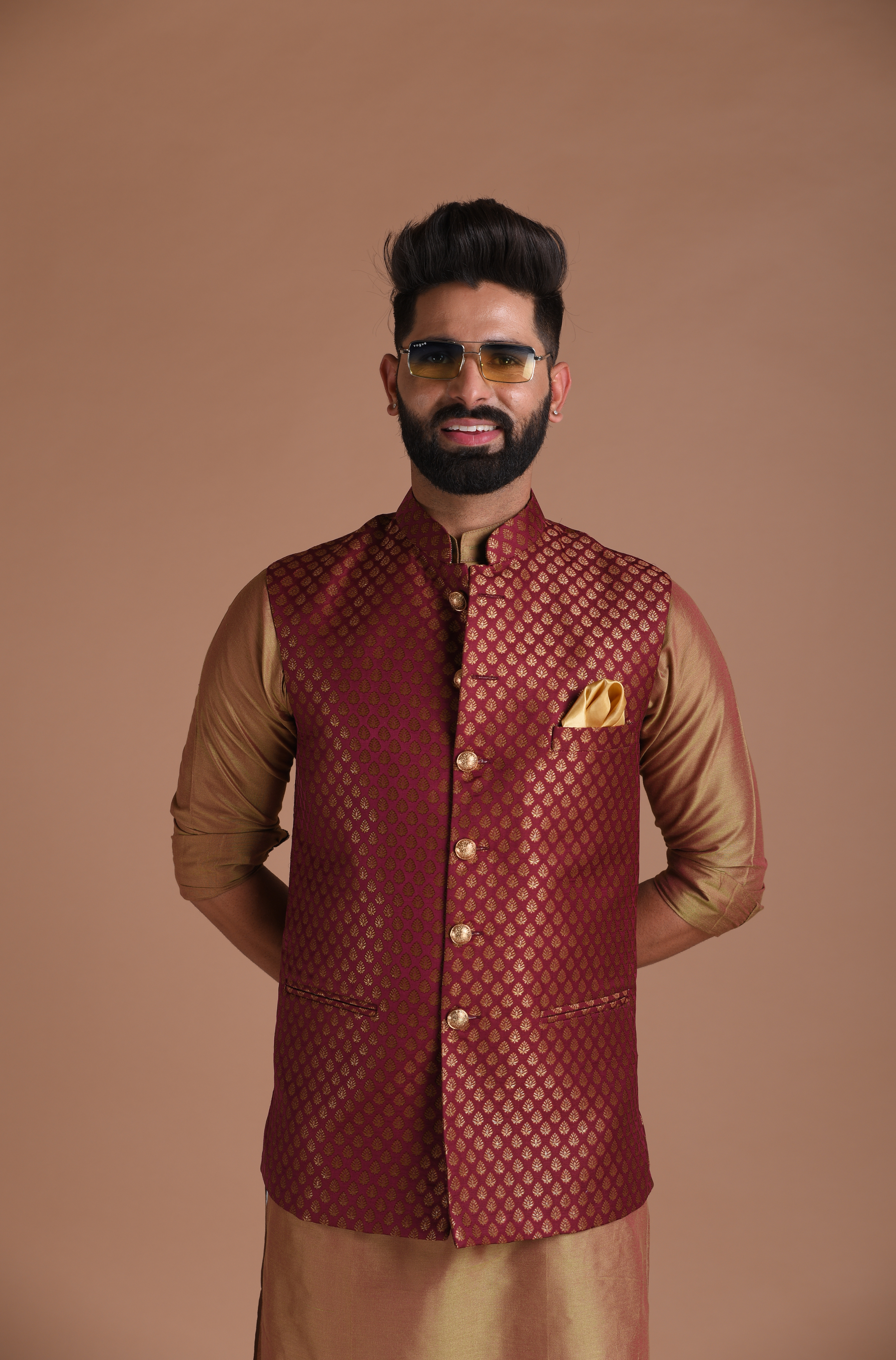 Cotton Solid Plain Maroon Nehru Jacket at Rs 560/piece in Kanpur | ID:  2852083011348