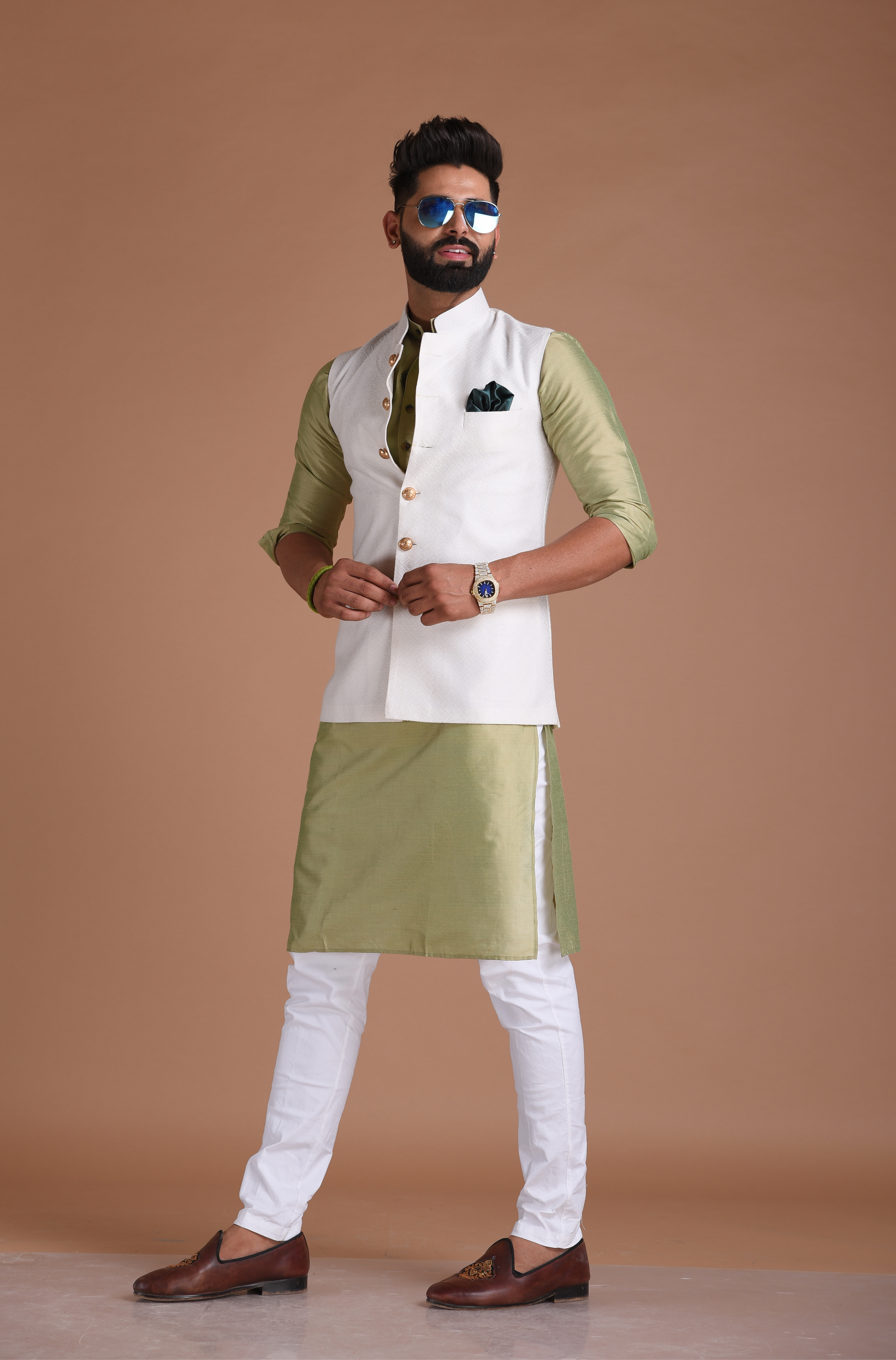 Modi jacket outlet with white kurta