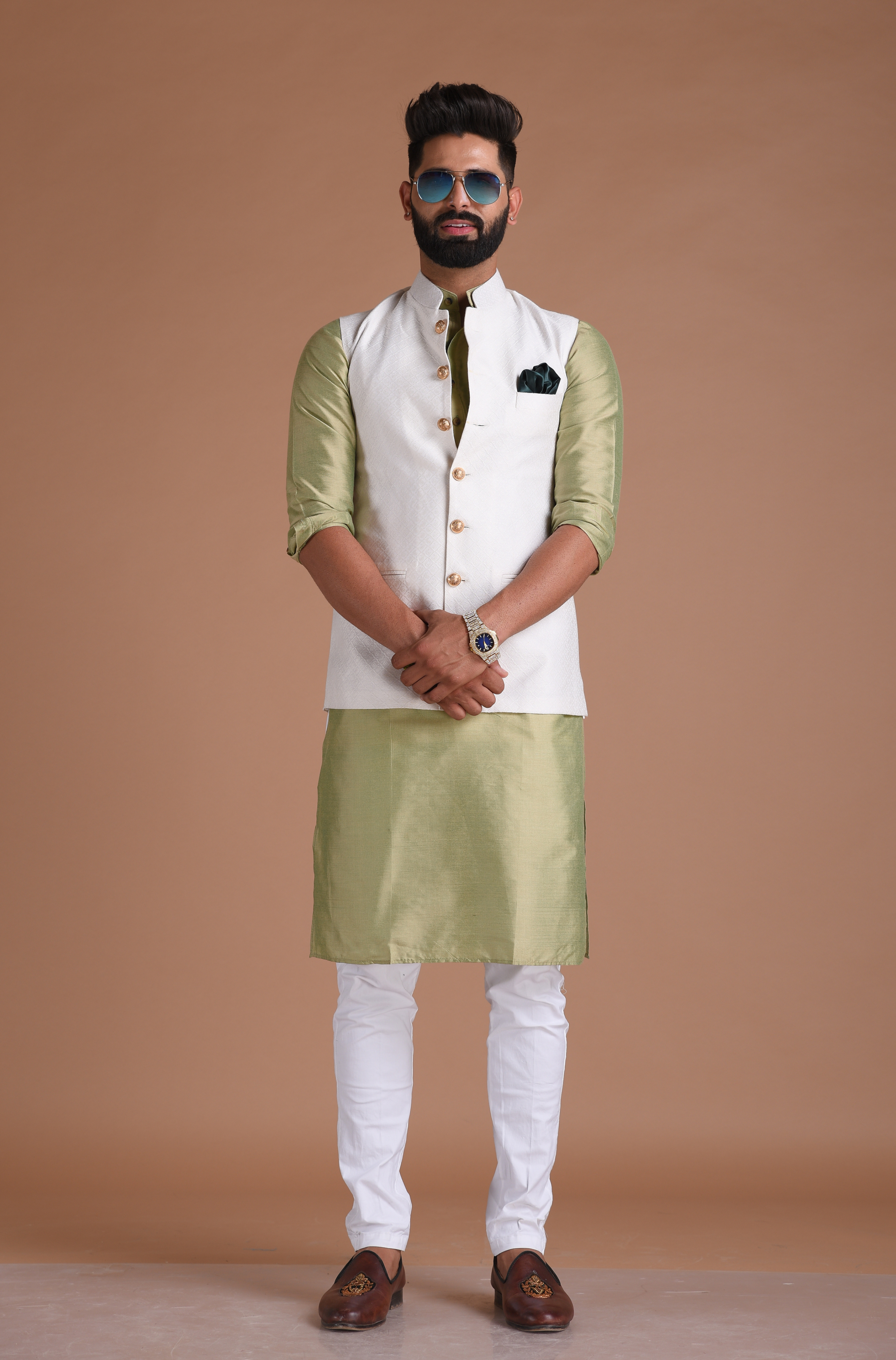 Buy Off White Cotton Hand Painted Checkered Nehru Jacket And Kurta Set For  Boys by JILMIL DREAMWEAR Online at Aza Fashions.