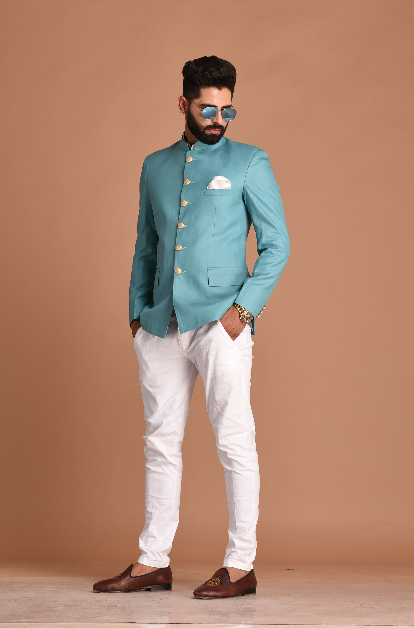 Royal Oxy Blue Jodhpuri Bandhgala With Trouser