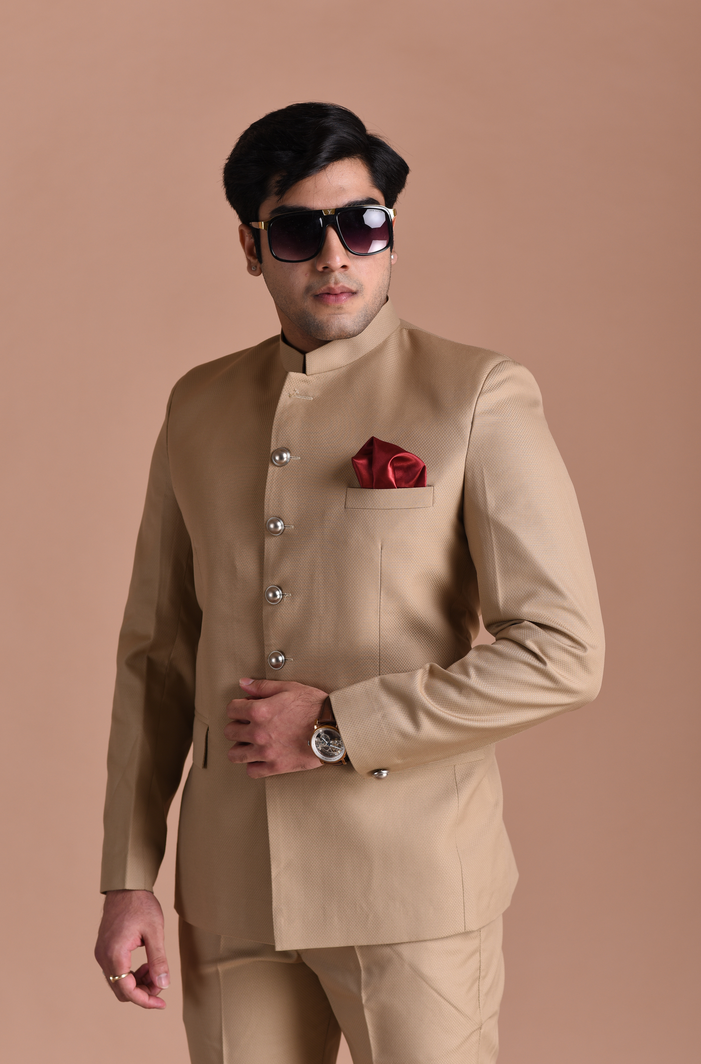Tan Brown Jodhpuri Bandhgala Designer Suit