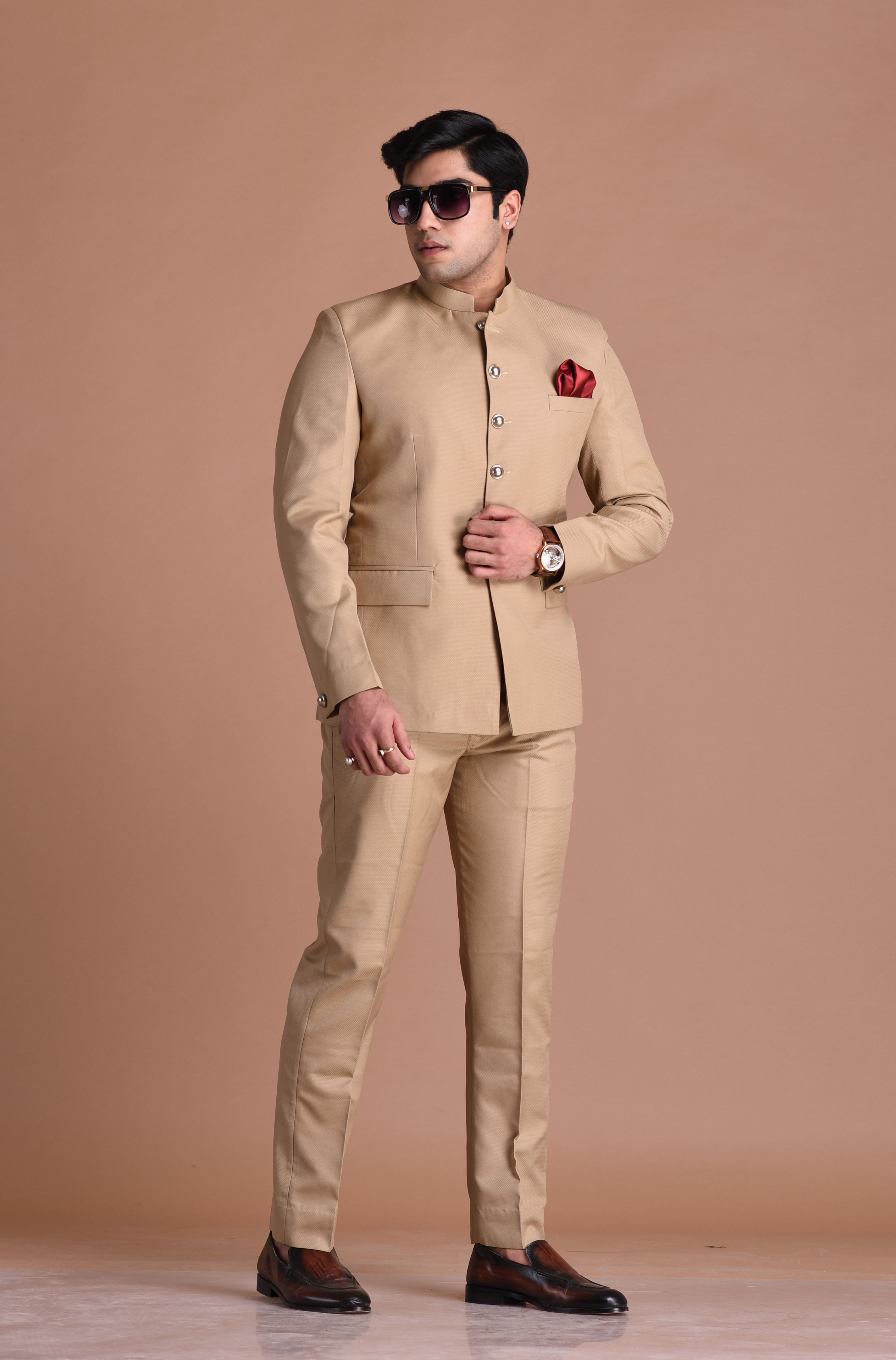 Tan Brown Jodhpuri Bandhgala Designer Suit  Rajanyas
