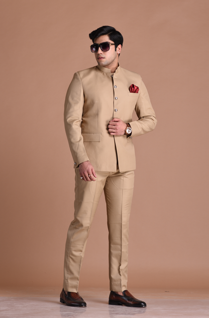 Tan Brown Jodhpuri Bandhgala Designer Suit