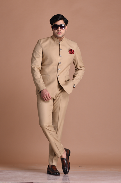 Tan Brown Jodhpuri Bandhgala Designer Suit