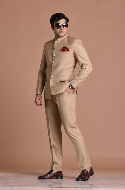 Tan Brown Jodhpuri Bandhgala Designer Suit