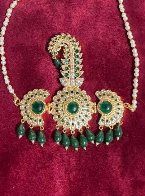 Kalangi Sarpech Green | Golden | Groom's Accessories