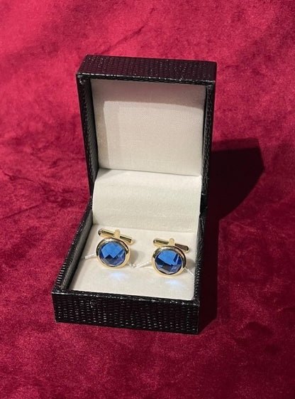 Golden Cufflink with Blue Stone
