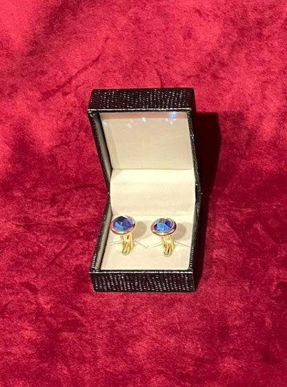 Golden Cufflink with Blue Stone