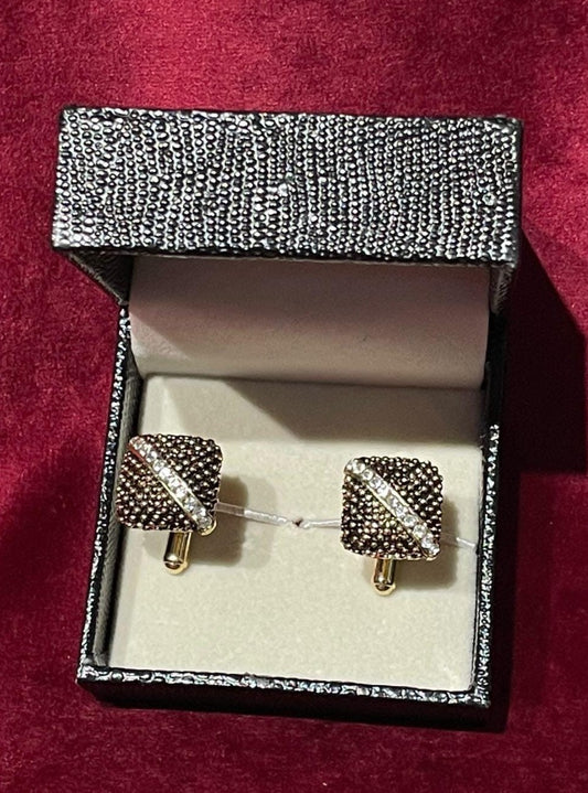 Square Cufflink With Golden Base