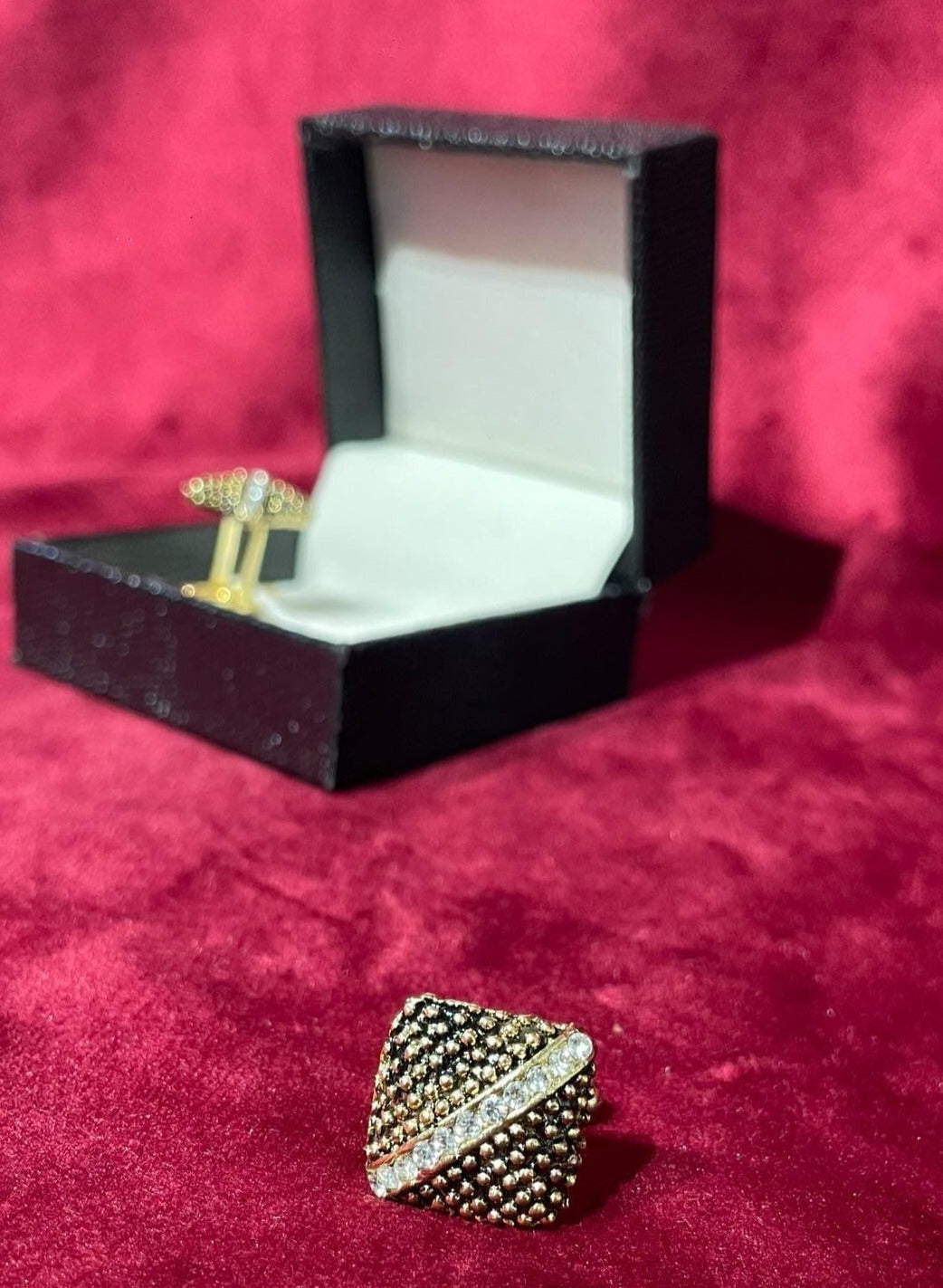 Square Cufflink With Golden Base