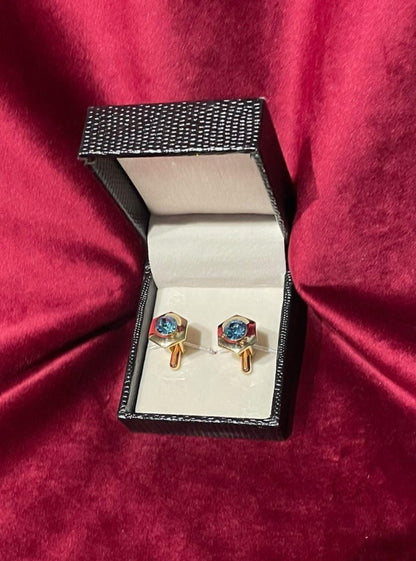 Light Blue Stone Hexagon Cufflink