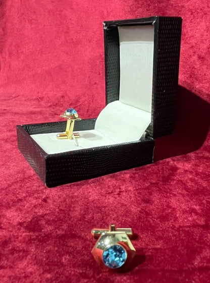 Light Blue Stone Hexagon Cufflink